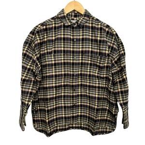 Everlane Womens Size Small Boxy Plaid Flannel Brown Button Down Shirt New